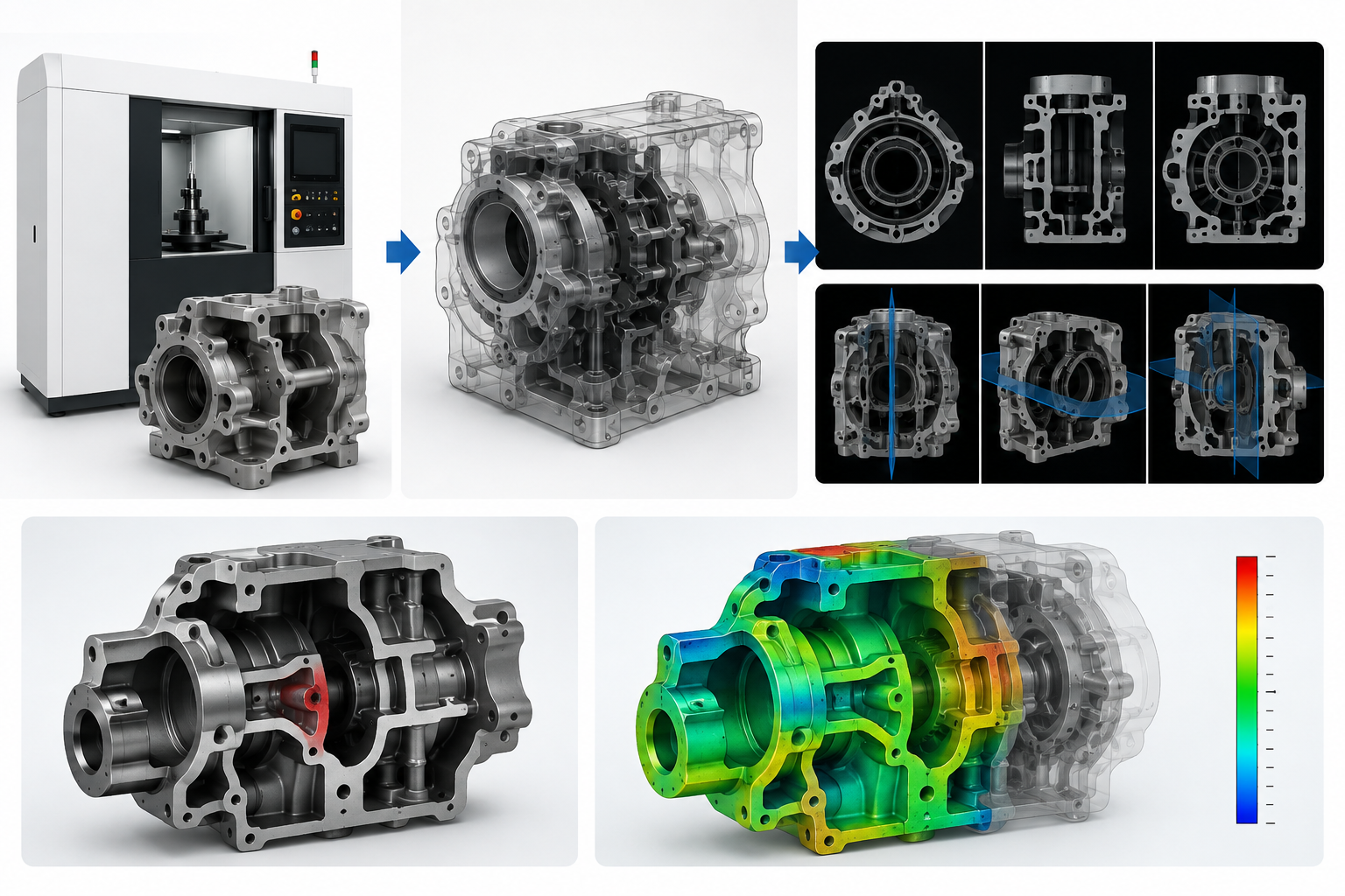 工業用X線CTデータと3D CADの形状比較・偏差カラーマップ